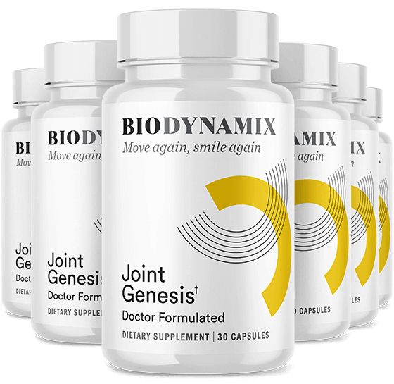 Joint Genesis supplement bottle for natural joint pain relief and improved mobility